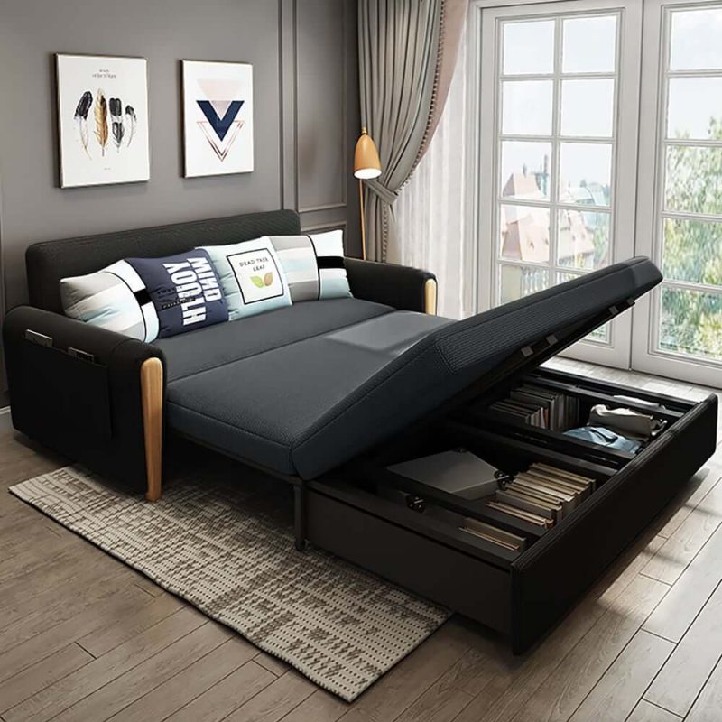 "82" Queen 3-Seater Linen Convertible Sleeper Sofa"