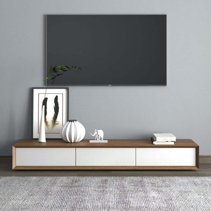 "Morami Modern 1800mm White TV Stand Rectangle Media Stand TV Console with 3 Drawers"