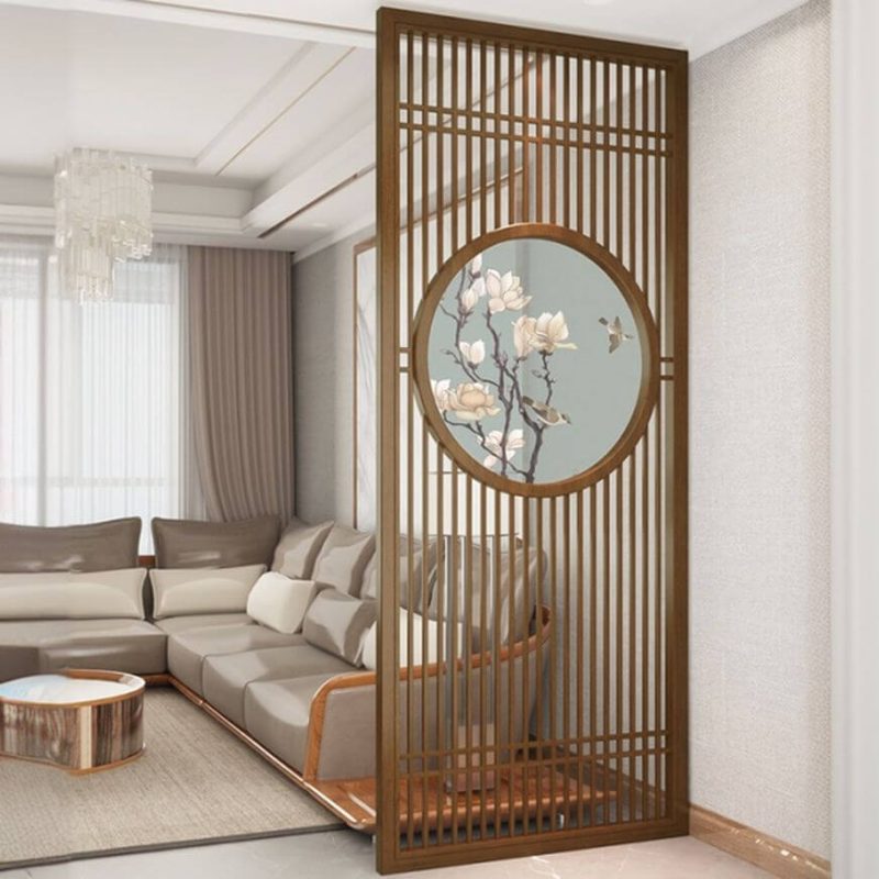 "Casual Indoor Cocoa Timber Room Screen, Translucent Single Panel, 31"L x 94"H"