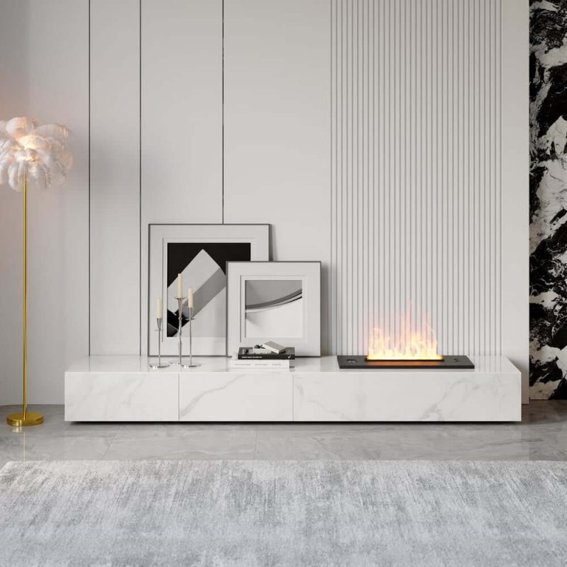 "87" Sintered Stone Electric Fireplace Humidifier TV Stand"