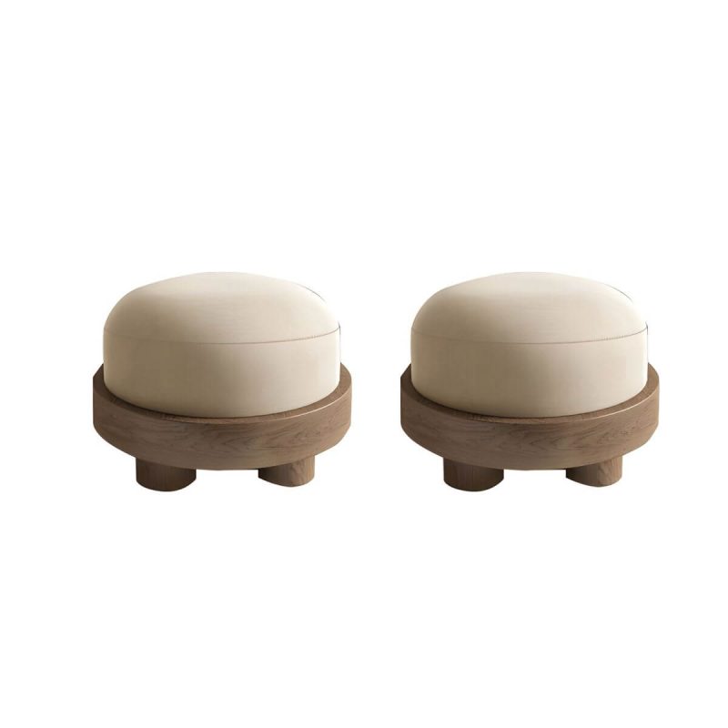 "Modern Flannel Round Ottoman in Small Size for Stylish and Functional Home Decor - Detachable and Washable Yellow 2 Piece Set"