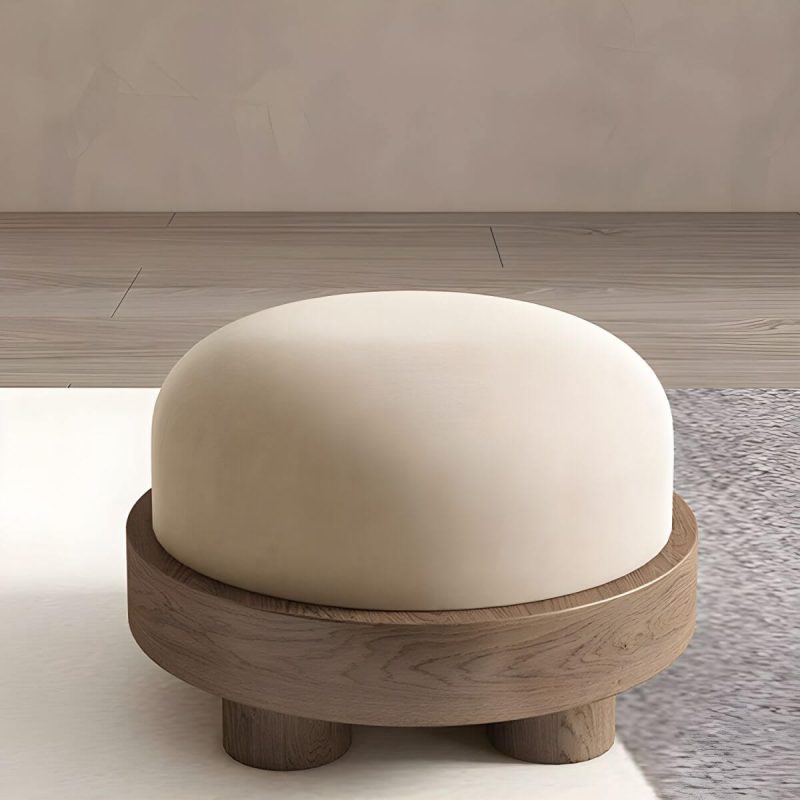 "Modern Flannel Round Ottoman in Small Size for Stylish and Functional Home Decor - Non-Detachable and Nonwashable Yellow 4 Piece Set"