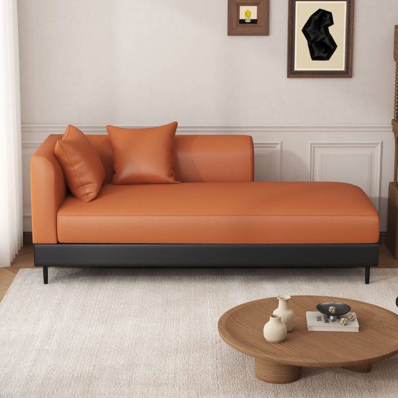 "Trendy Chaise Lounge Chair with Left Arm, Cushioned, Citrus Color, 2 Pillows, Left-Arm Chaise, Solid Color, 71"L x 31"W x 33"H"