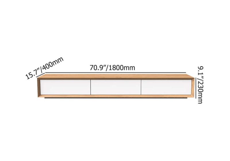"Dimension of Morami Modern 1800mm White TV Stand Rectangle Media Stand TV Console with 3 Drawers"
