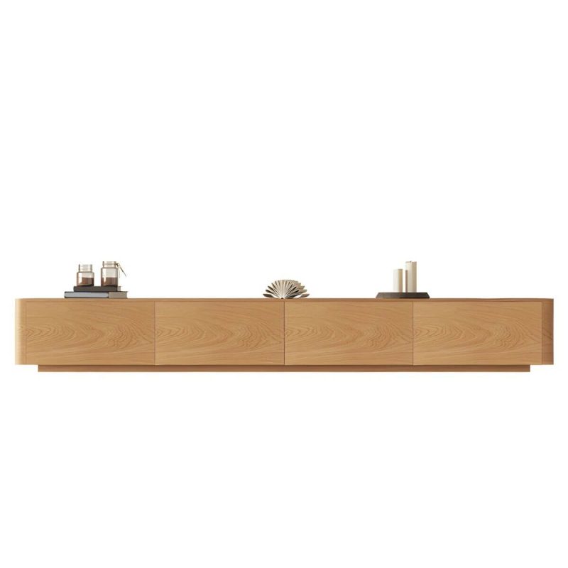 "Natural Engineered Wood TV Console Modern Cable Management Media Console - 94.5"L x 16"W x 14"H"