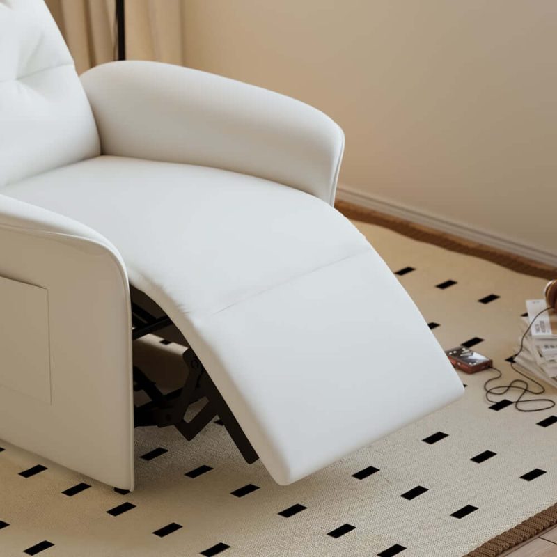 "Leather Power Recliner Accent Chair with Side Pocket"