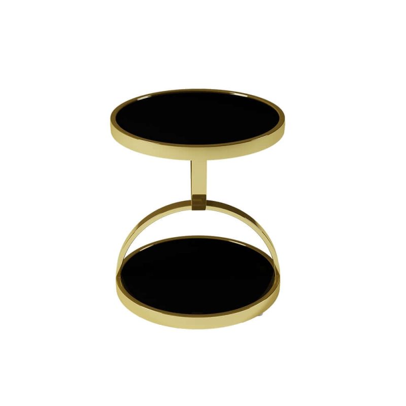 "20" Round Tempered Glass Gold Side Table"