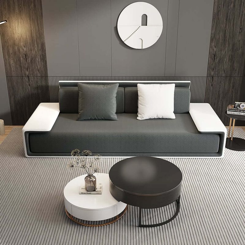 "Doart 81" Modern Dark Gray Upholstered Armless 3-Seater Sofa Cotton Linen with Pillows"