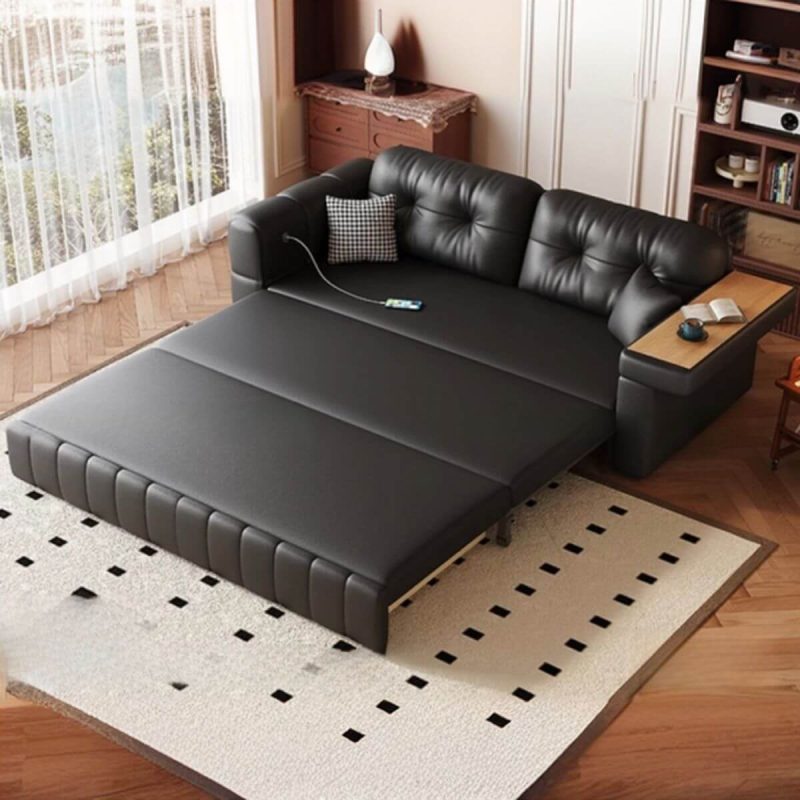"Damp-proof Futon Sofa with Tufted Back, Detachable Mattress, Button-tufted Detail, Twin Size, Pillow, and Love Seat, Nappa, Coir, 55"L x 33"W x 34"H"