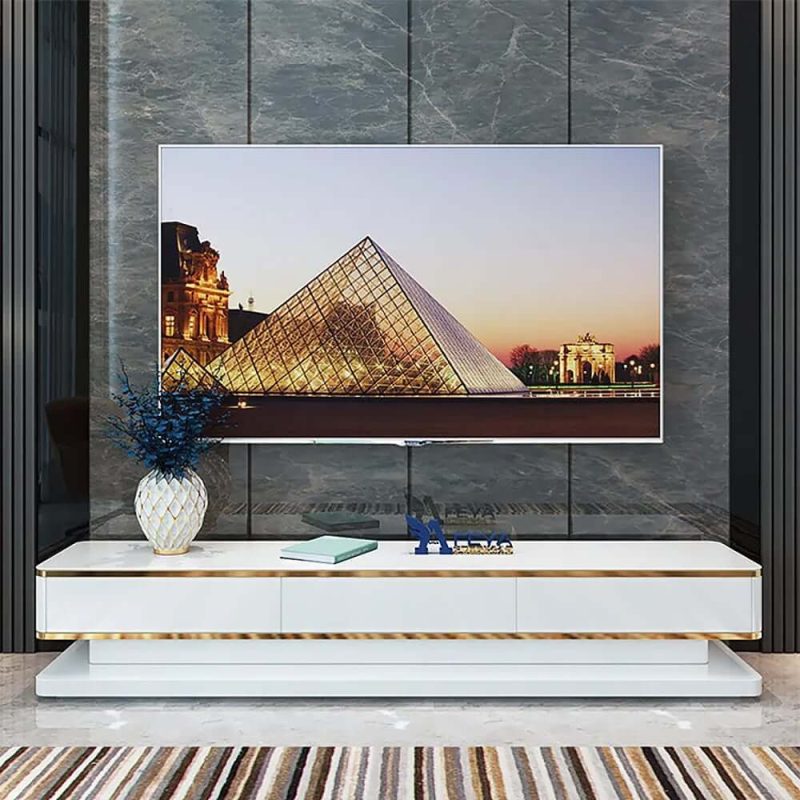 "Gapn 78.7" White TV Stand Media Console with 3 Drawers Tempered Glass for TVs Up to 78""