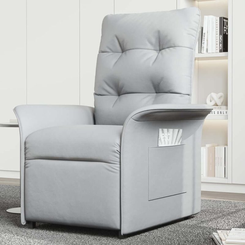 "Leather Power Recliner Accent Chair with Side Pocket"