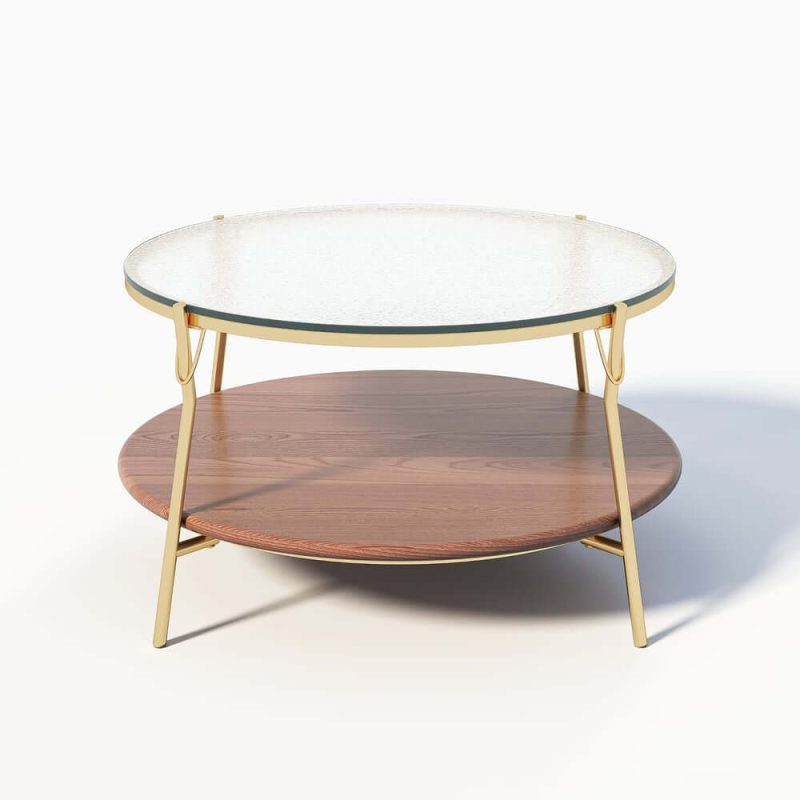 "30" Glass Top Walnut 2-Tiered Coffee Table"