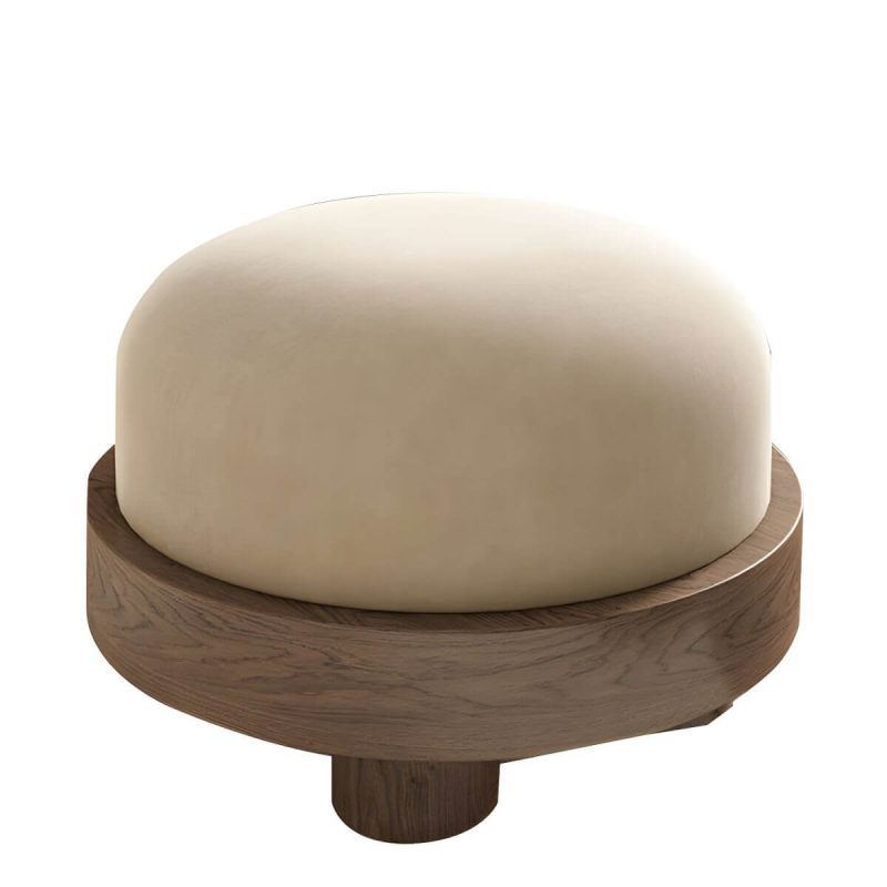 "Modern Flannel Round Ottoman in Small Size for Stylish and Functional Home Decor - Non-Detachable and Nonwashable Brown 2 Piece Set"
