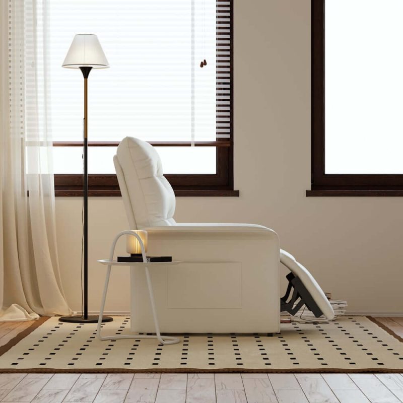 "Leather Power Recliner Accent Chair with Side Pocket"