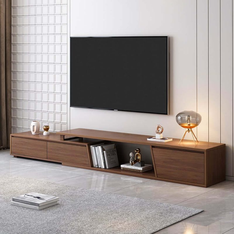 "Fero Extendable Walnut TV Stand & Nesting Coffee Table Set"