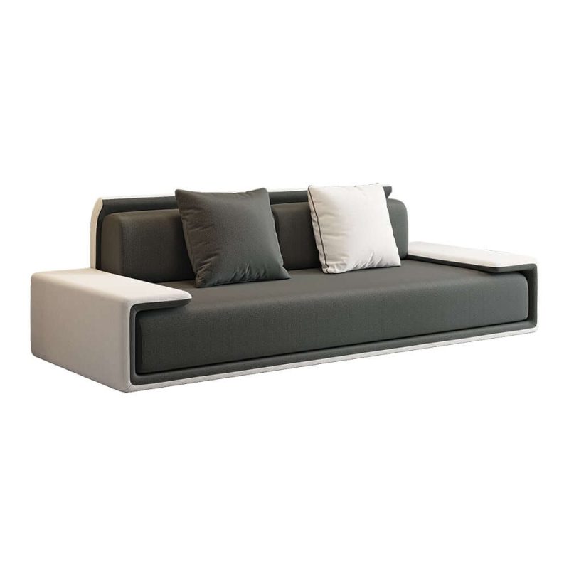 "Doart 81" Modern Dark Gray Upholstered Armless 3-Seater Sofa Cotton Linen with Pillows"