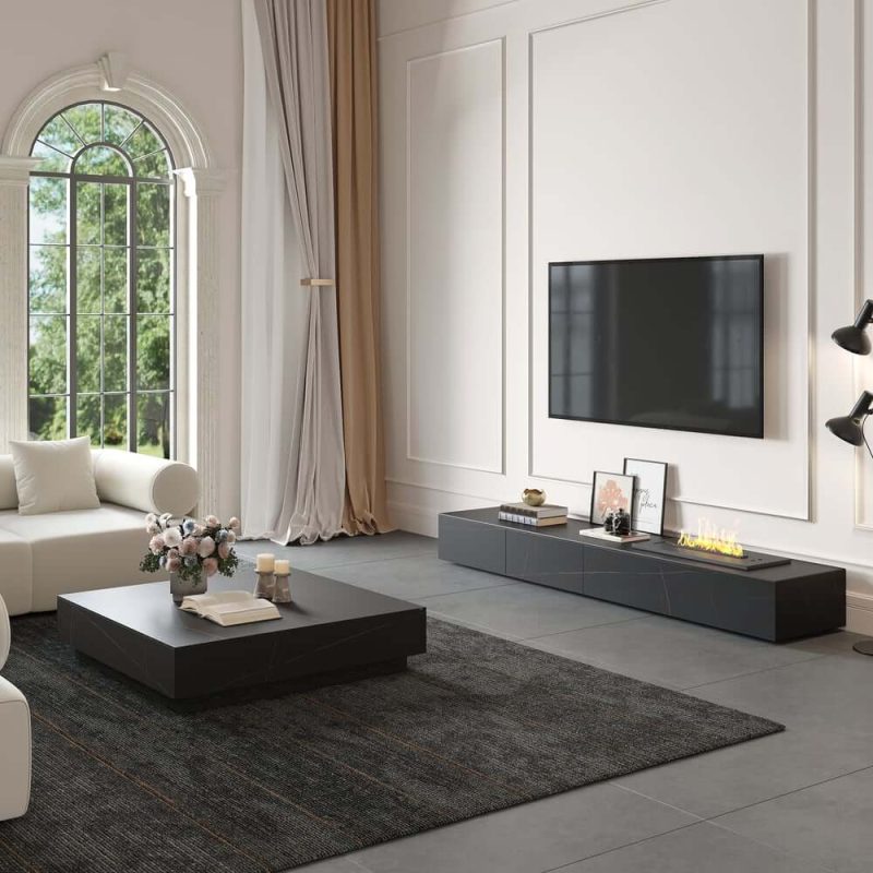"87" Sintered Stone Electric Fireplace Humidifier TV Stand"