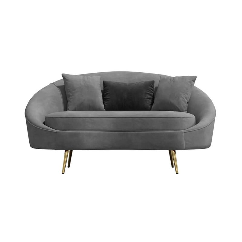"Modern 63" Gray Velvet Curved Sofa Love Seat Sofa Pillows Included"