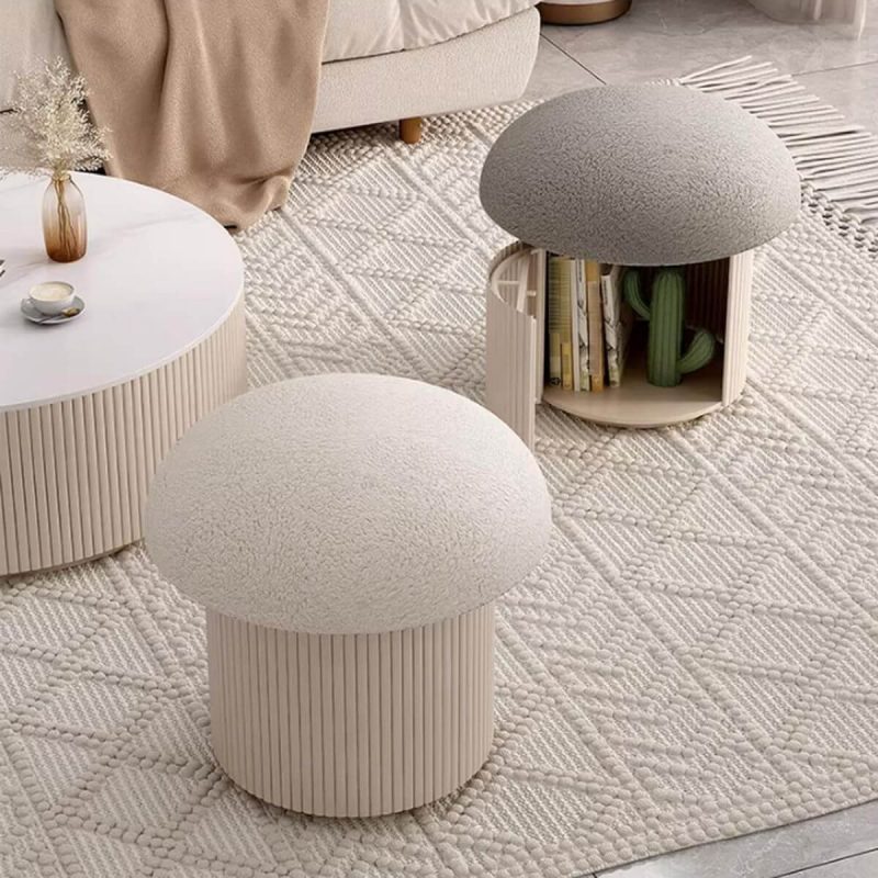 "Upholstered Swivel Vanity Stool with Storage, Metal Frame, and Tall Height - Grey"