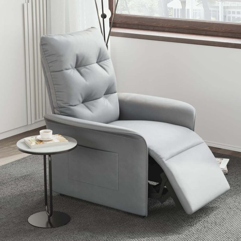 "Leather Power Recliner Accent Chair with Side Pocket"