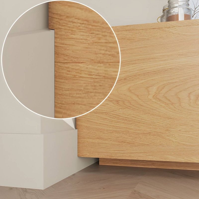 "Natural Engineered Wood TV Console Modern Cable Management Media Console - 94.5"L x 16"W x 14"H"