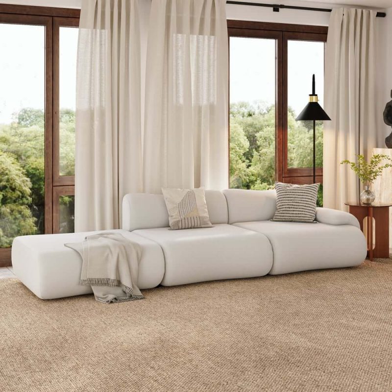 "114" 3-Piece Modular Velvet Sectional with Ottoman"