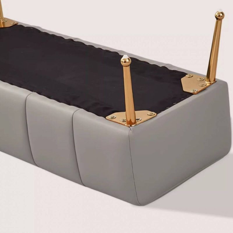 "Glamorous Amber Color Cushioned Upholstered Solid Color Accent Bench, 24"L x 16"W x 16"H"
