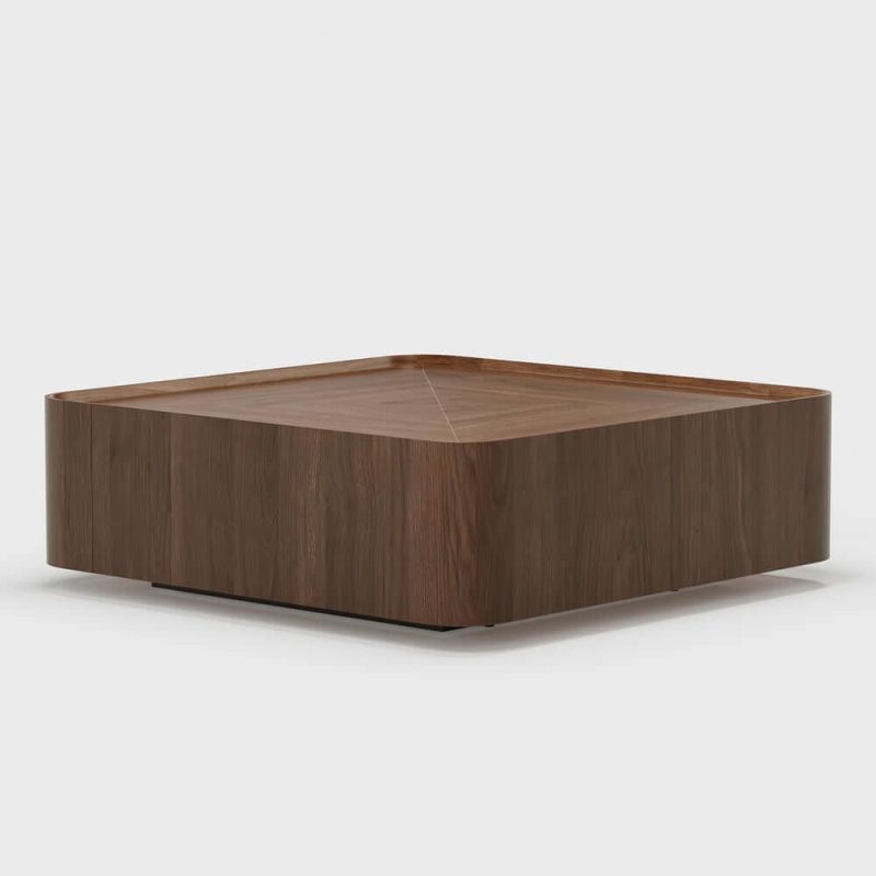 "35" Square Walnut Mid Century Coffee Table with Storage"
