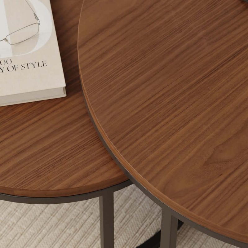 "Fero Extendable Walnut TV Stand & Nesting Coffee Table Set"