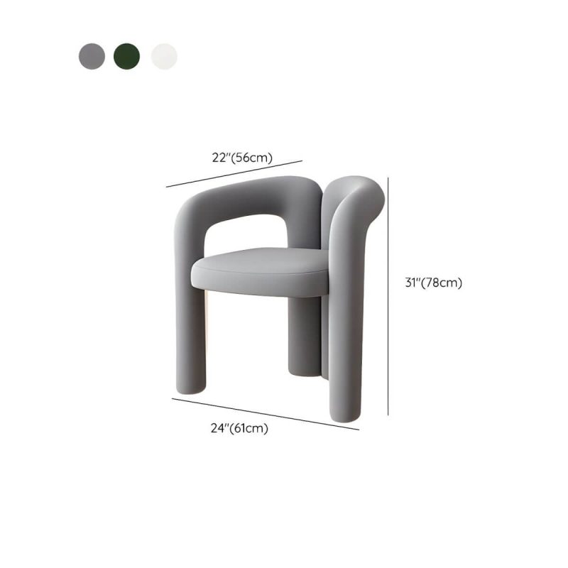 "Dimension of Modern Solid Color Vanity Stool with Straight Legs, Back and Lint Upholstered - Grey"