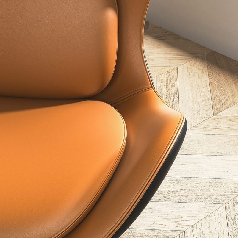 "Leather Upholstered Wingback Accent Chair with Pillows"