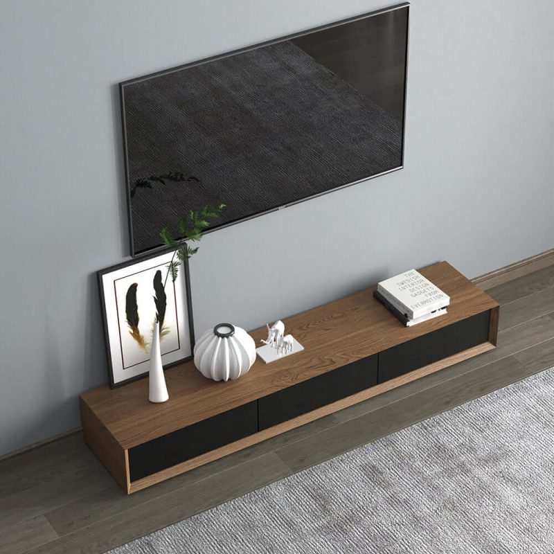 "Modern 71 Inch Walnut TV Stand Rectangle Media Stand Walnut TV Console with 3 Drawers"