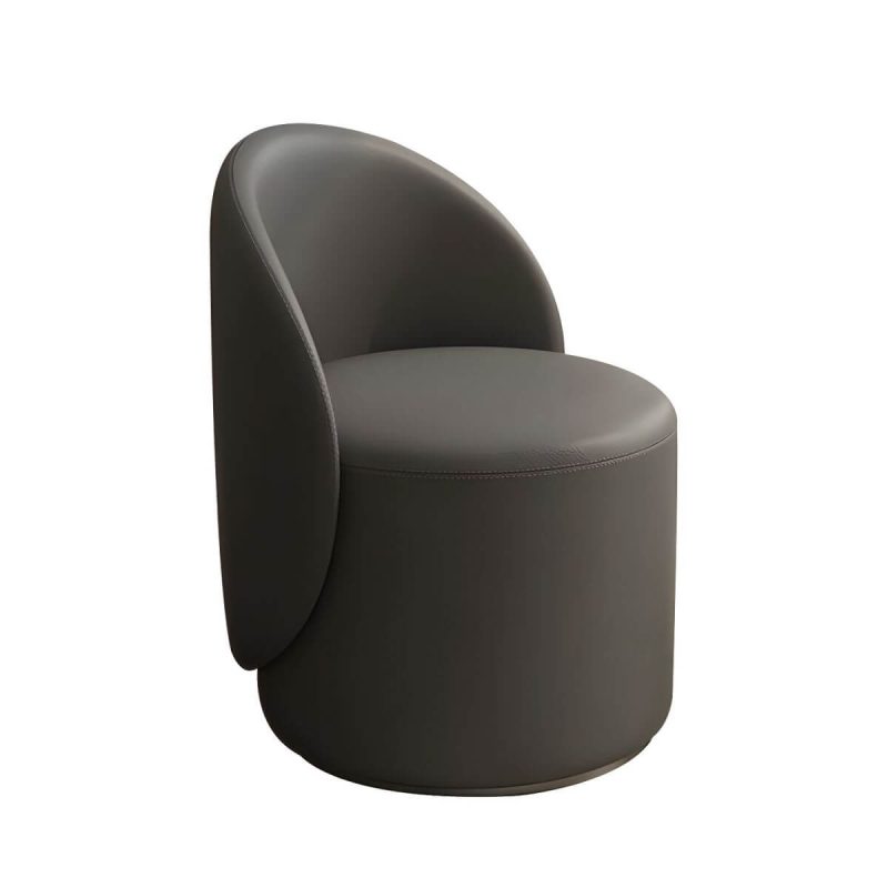 "Modern Upholstered Vanity Stool with Swivel Back and Tall Height for Comfort - Microfiber Leather 1 Piece Dark Gray"