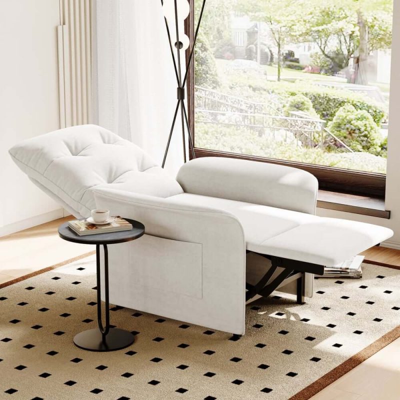 "Velvet Power Recliner Accent Chair with Side Pocket"
