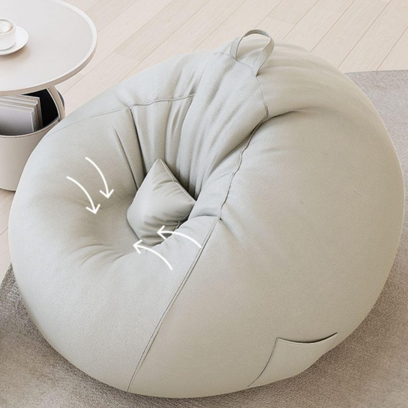 "Expanded Polypropylene Beans Pre-Filled Olive Green Solid Color Synthetic Leather Bean Bag Set with Removable Cover, Bean Bag Chair, Green"