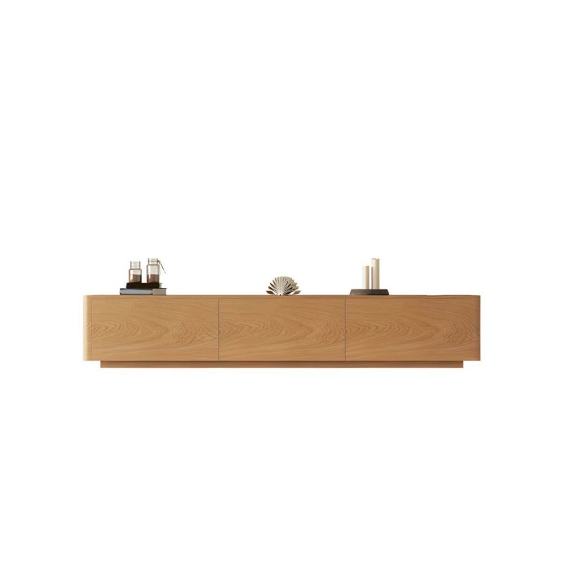 "Natural Engineered Wood TV Console Modern Cable Management Media Console - 71"L x 16"W x 14"H"