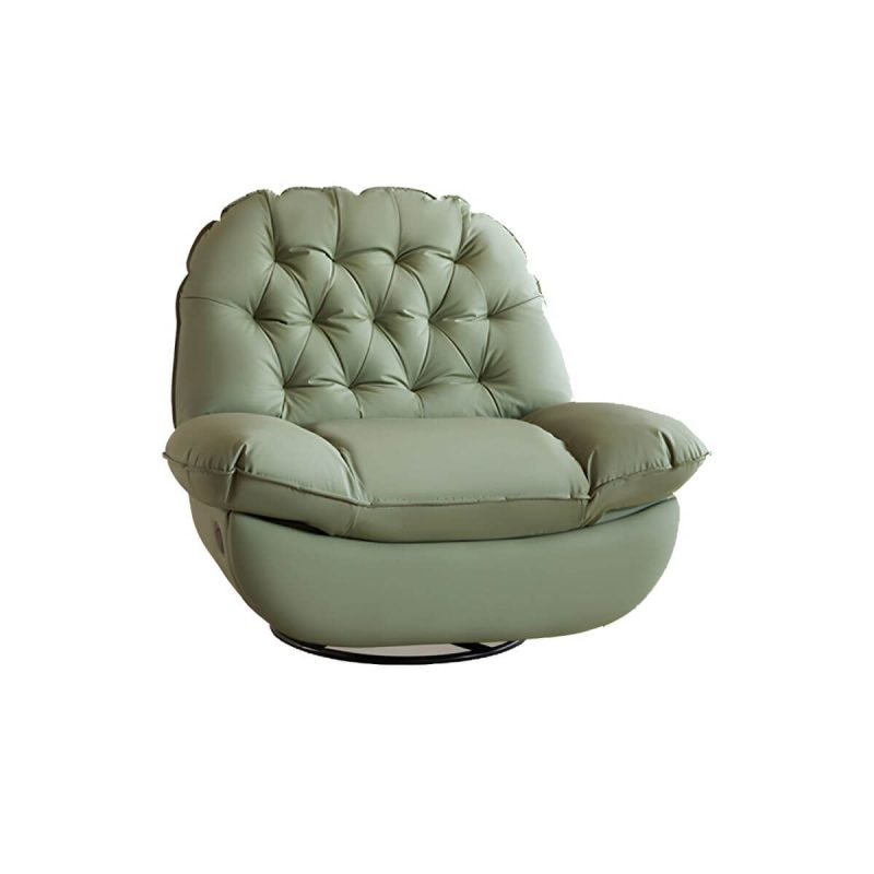 "Modern Standard Recliner with Tufted Design and Arm Compartment Storage - Orange Swivel Rocker"