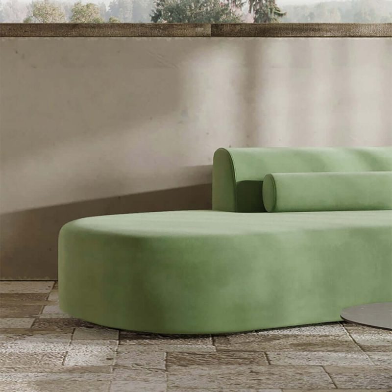 "109" 2-Piece Curved Velvet Sectional Sofa with Pillows"