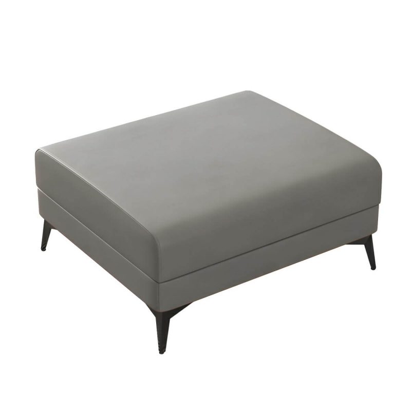 "Modern Faux Leather Rectangle Footstool with Wood Frame for Stylish Comfort - Beige-Coffee 1 Piece"