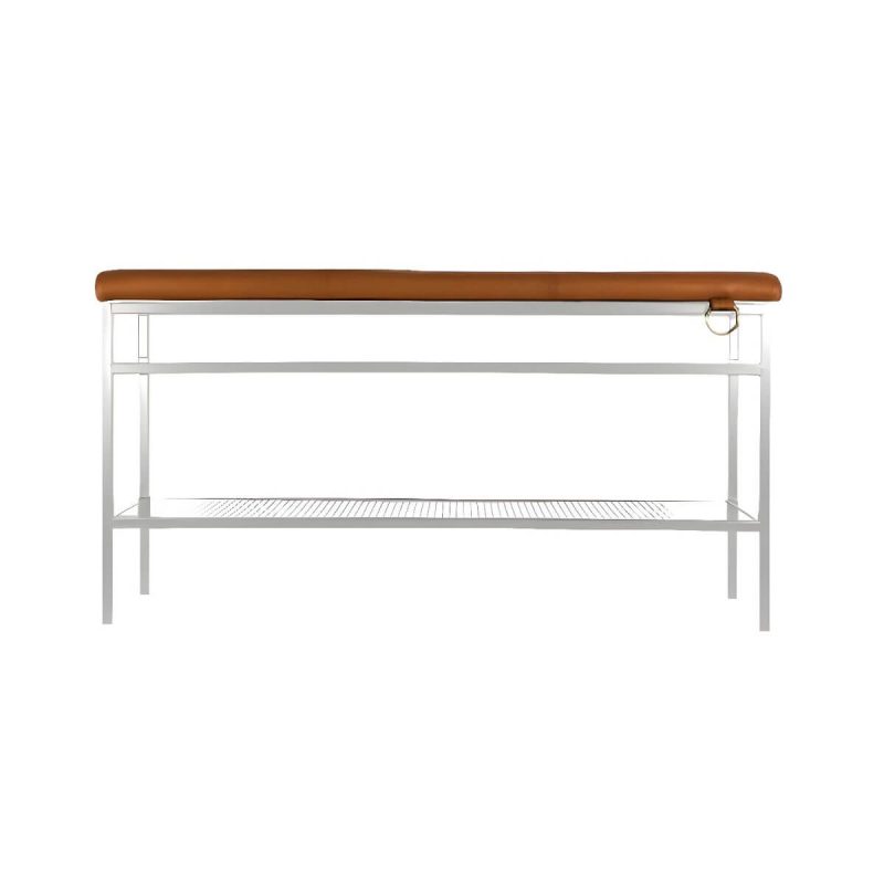 "Modern Faux Leather Rectangle Ottoman with Storage - Versatile and Stylish Furniture Piece for Home - Brown/ White 1 Piece"