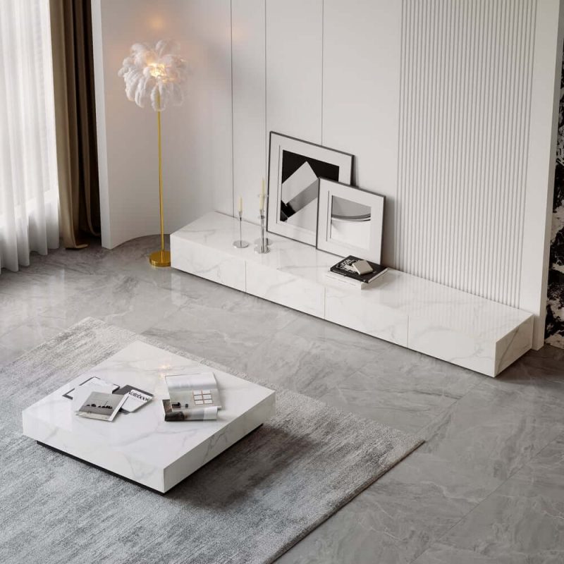 "87" Sintered Stone TV Stand with 4 Drawers"