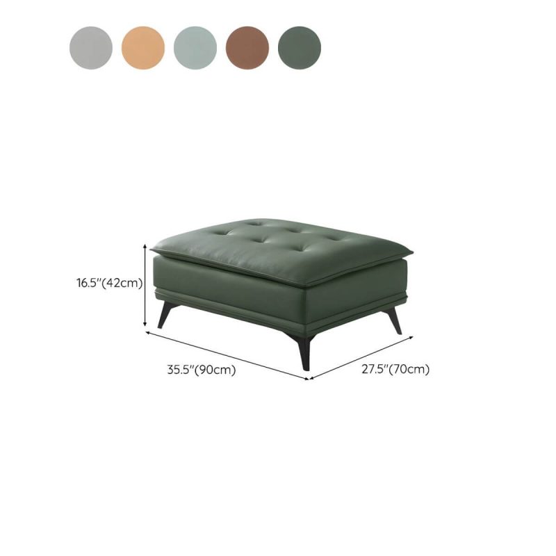 "Dimension of Modern Standard Rectangle Ottoman in Genuine Leather with Metal Frame for Sleek Style and Durability - 35.5"L x 27.5"W x 16.5"H Orange 1 Piece"