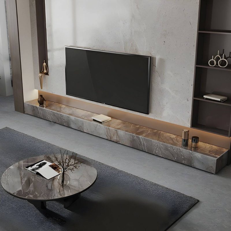 "Brown Stone TV Stand Console Contemporary Media Console with Drawers - 87"L x 16"W x 10"H"