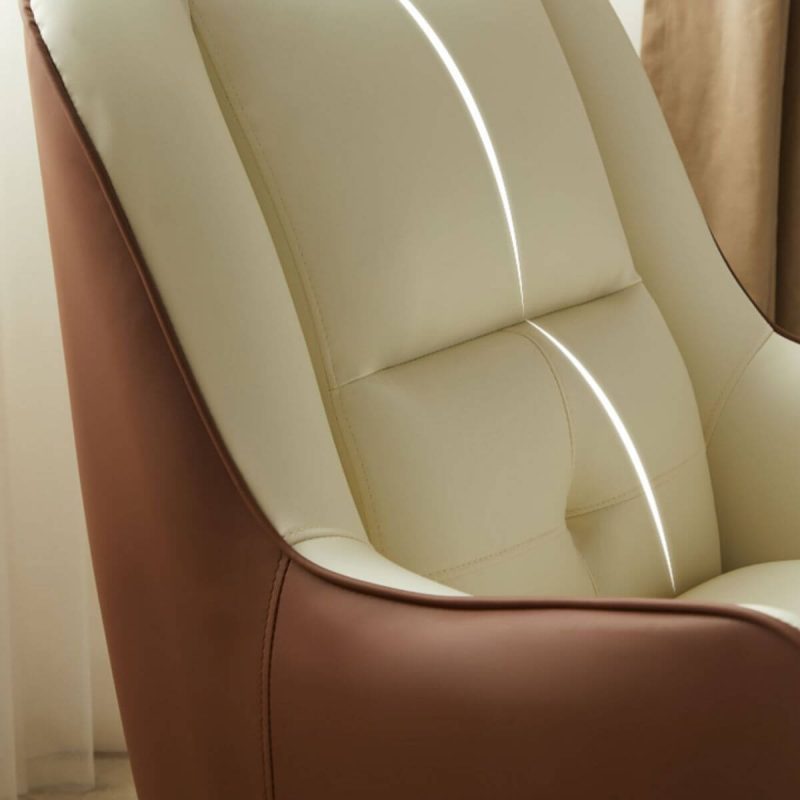 "Simple Solid Color Reclining Accent Chair, Cushion Back, Cream Upholstery, and Armrest, Tech Cloth, 33.5"L x 31.5"W x 35.4"H, Beige/ Gray, Accent Chair"