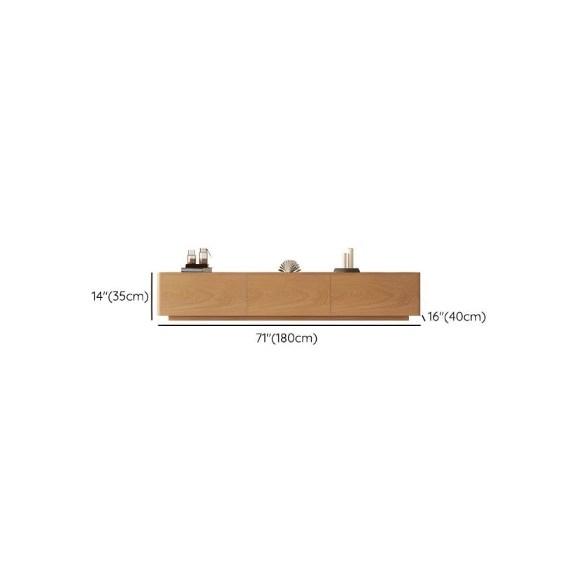 "Dimension of Natural Engineered Wood TV Console Modern Cable Management Media Console - 71"L x 16"W x 14"H"