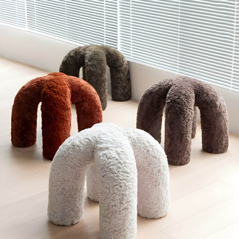 "Modern Upholstered Accent Stool with Metal Legs and Storage Not Included - Cream 16"L x 16"W x 16.5"H"