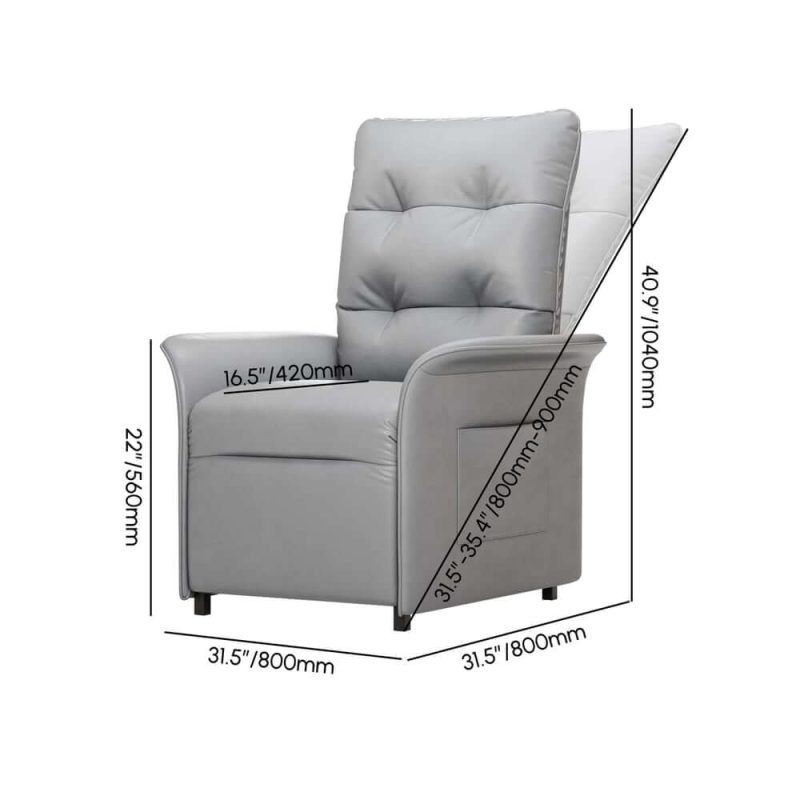 "Dimension of Leather Power Recliner Accent Chair with Side Pocket"