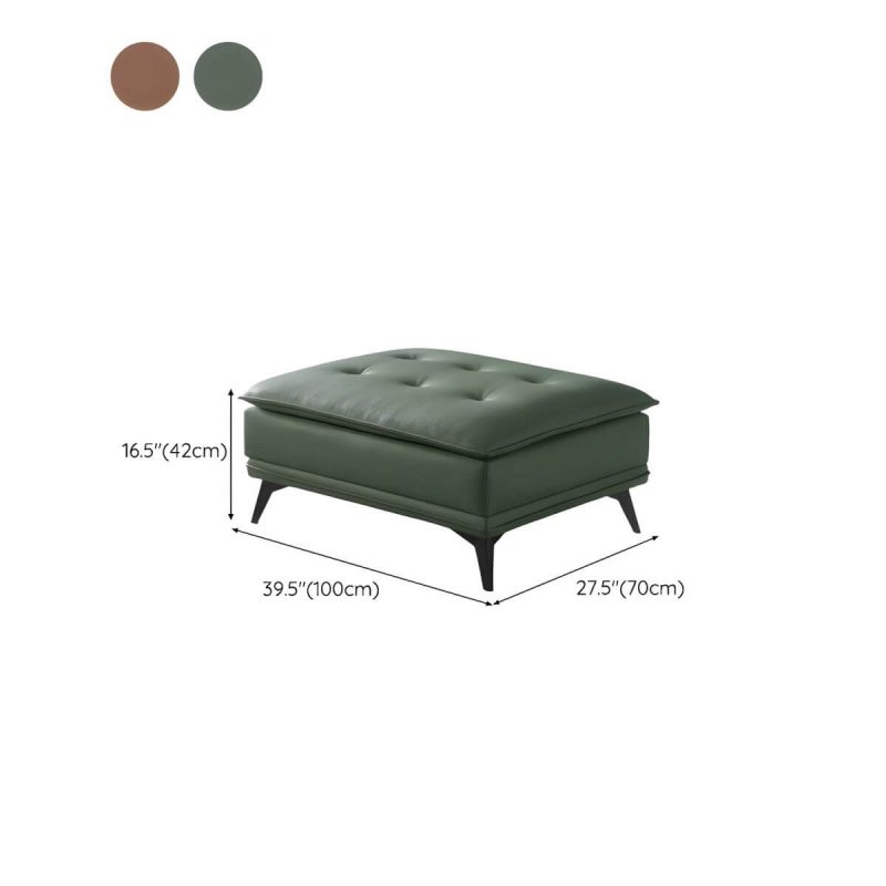 "Dimension of Modern Standard Rectangle Ottoman in Genuine Leather with Metal Frame for Sleek Style and Durability - 39.4"L x 27.6"W x 16.5"H Dark Green 1 Piece"
