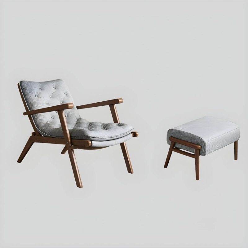 "Comfortable and Stylish Recliner Chair with Removable Cushions and Wood Legs - Sponge Cotton and Linen Recliner with Ottoman Gray"
