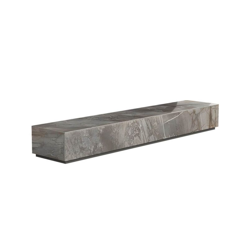 "Brown Stone TV Stand Console Contemporary Media Console with Drawers - 87"L x 16"W x 10"H"